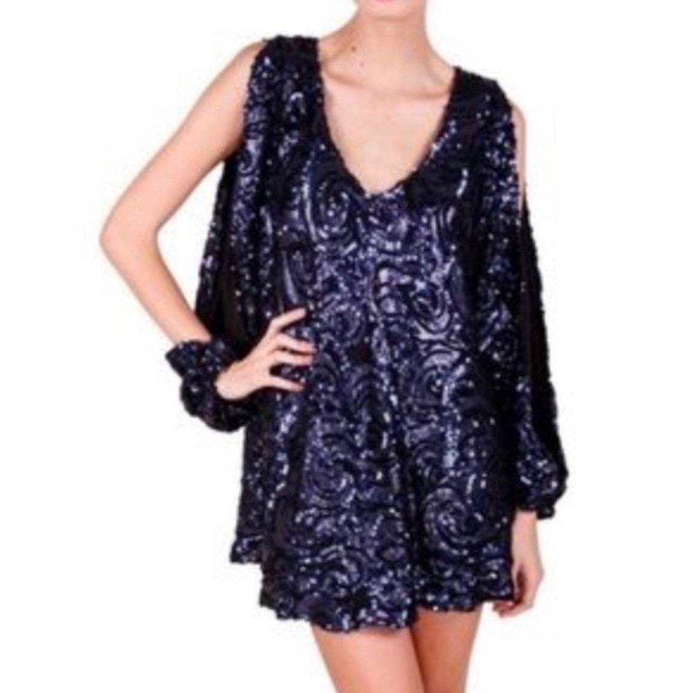 Lovers and Friends blue sequin dress, size small